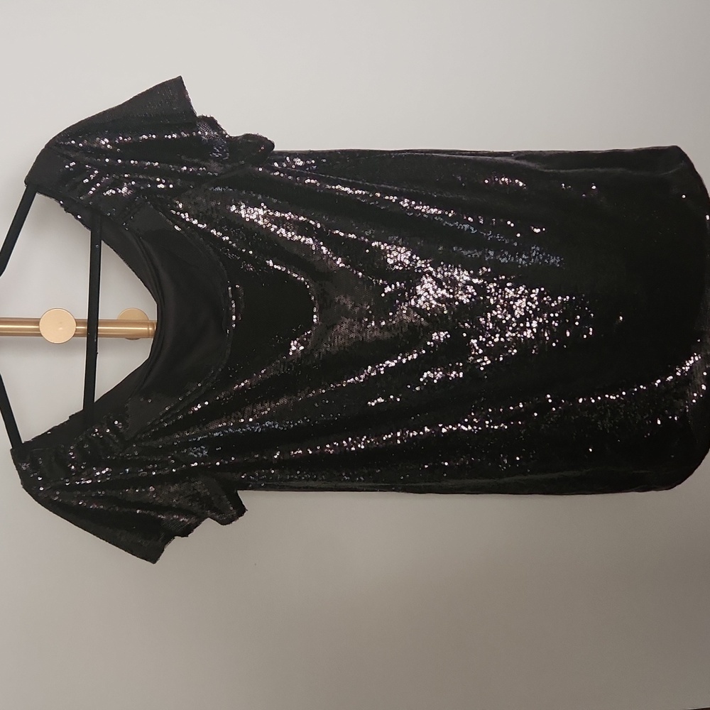 Black Sequin Dress Off The Shoulder Size Xl P2p 22 Length Approx 35